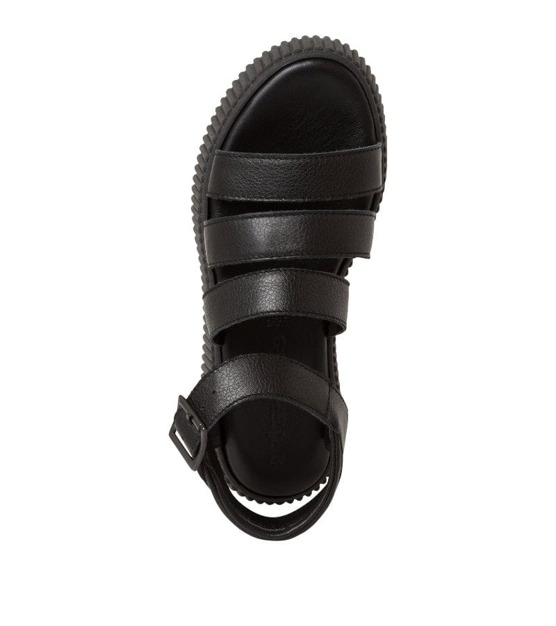 Tamaris Womens Tamaris Womens Black Strap Trendy Platform Leather Sandal - 1-28017-42