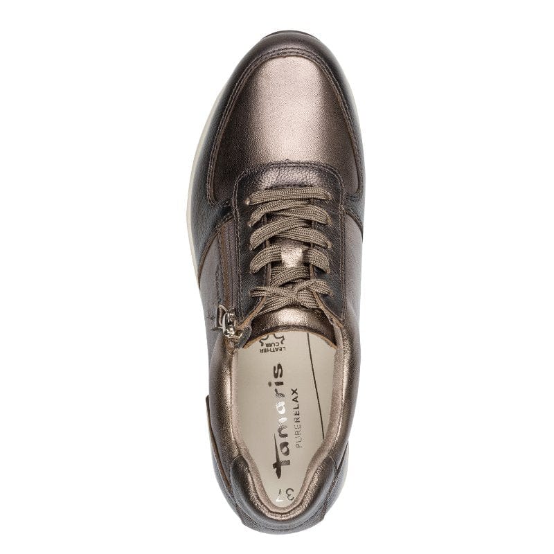 Tamaris Womens Tamaris Womens Bronze Lace Up Fashion Trainer 1-23711-42
