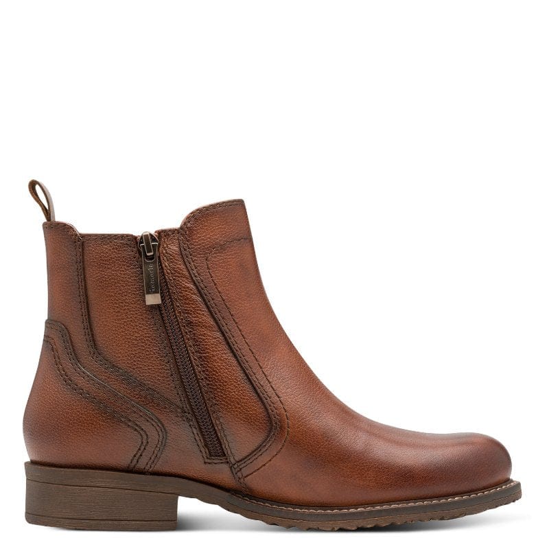 Tamaris Womens Tamaris Womens Brown Leather High Ankle Boots 1-25821-45