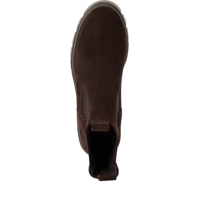 Tamaris Womens Tamaris Womens Brown Low Wedge Leather Ankle Boot 1-25489-45