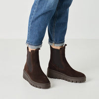 Tamaris Womens Tamaris Womens Brown Low Wedge Leather Ankle Boot 1-25489-45