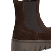 Tamaris Womens Tamaris Womens Brown Low Wedge Leather Ankle Boot 1-25489-45