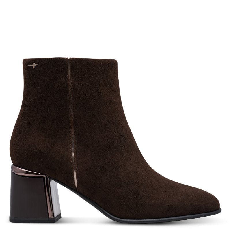 Tamaris Womens Tamaris Womens Brown Side Zip Block Heel Ankle Boot 1-25396-47