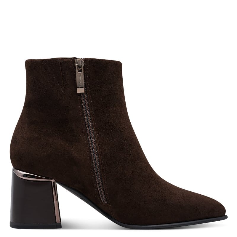 Tamaris Womens Tamaris Womens Brown Side Zip Block Heel Ankle Boot 1-25396-47