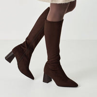 Tamaris Womens Tamaris Womens Brown Side Zip Block Heel High Knee Boot 1-25528-47