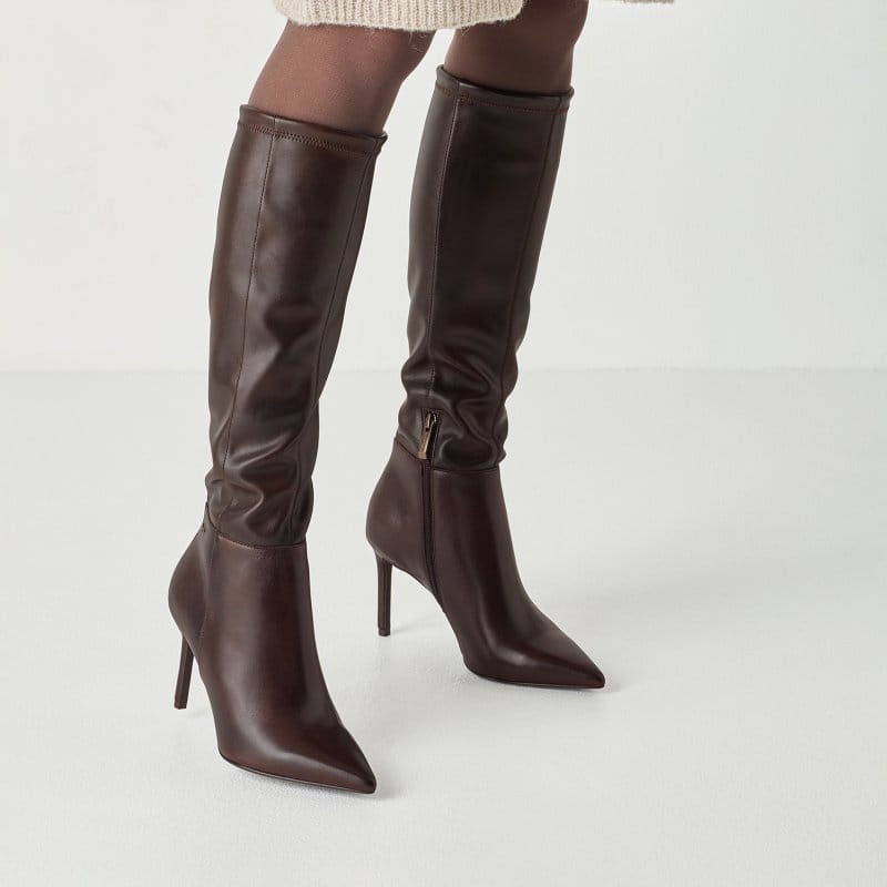 Tamaris Womens Tamaris Womens Brown Side Zip High Knee Boot 1-25556-45