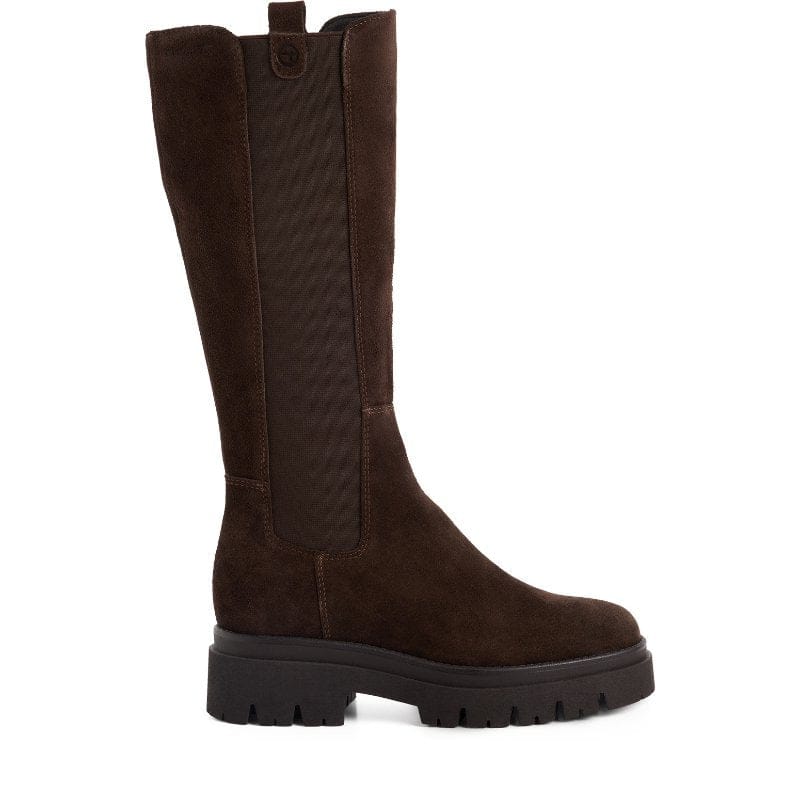 Tamaris Womens Tamaris Womens Brown Side Zip Leather High Knee Boot 1-25608-41