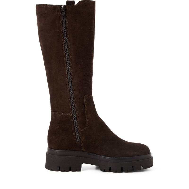 Tamaris Womens Tamaris Womens Brown Side Zip Leather High Knee Boot 1-25608-41