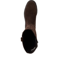Tamaris Womens Tamaris Womens Brown Side Zip Leather High Knee Boot 1-25608-41