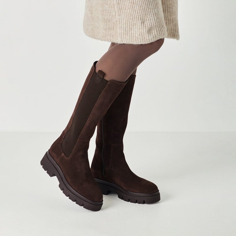 Tamaris Womens Tamaris Womens Brown Side Zip Leather High Knee Boot 1-25608-41