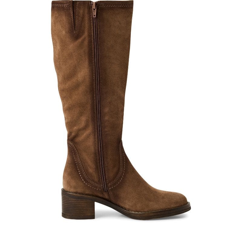 Tamaris Womens Tamaris Womens Brown Side Zip Leather Knee Boots 1-25501-45
