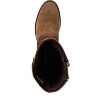 Tamaris Womens Tamaris Womens Brown Side Zip Leather Knee Boots 1-25501-45