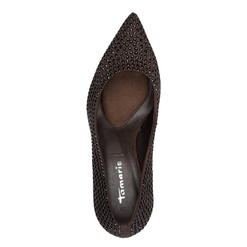 Tamaris Womens Tamaris Womens Brown Slip On High Heel Sandal 1-22468-47