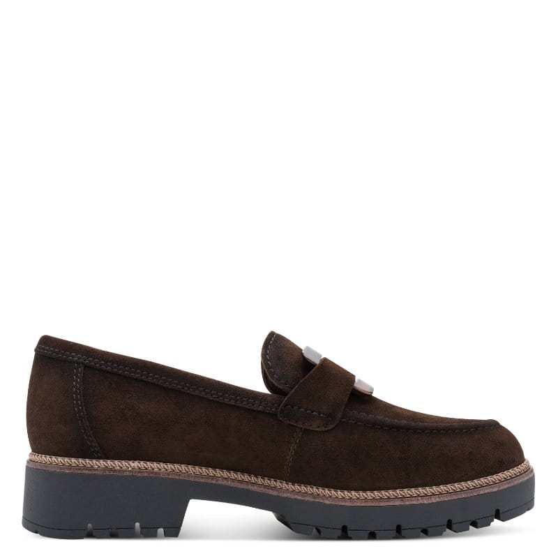 Tamaris Womens Tamaris Womens Brown Slip On Leather Shoes 1-24722-43