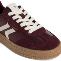 Tamaris Womens Tamaris Womens Burgundy Lace Up Leather Fashion Trainer 1-23723-44