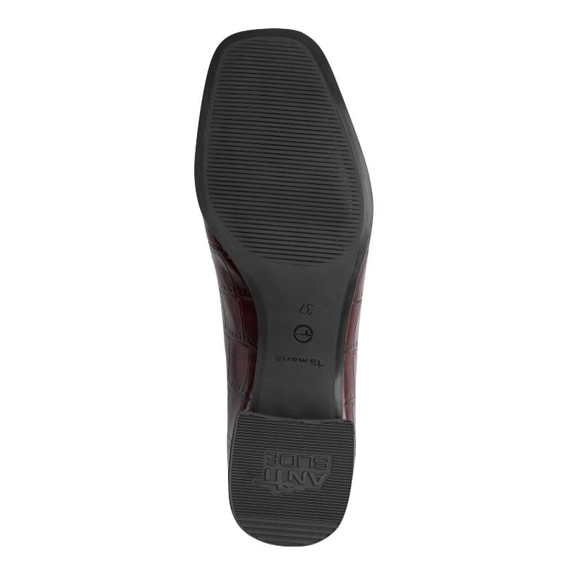 Tamaris Womens Tamaris Womens Burgundy Slip On Block Heels Shoes 1-24316-43
