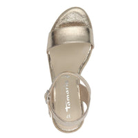 Tamaris Womens Tamaris Womens Gold High-Heel Sandal 1-28300-42
