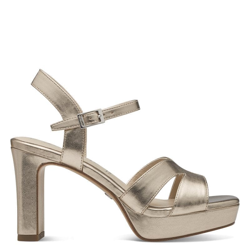 Tamaris Womens Tamaris Womens Gold High-Heel Sandal 1-28349-42