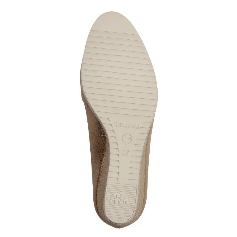 Tamaris Womens Tamaris Womens Gold Wedge Shoe 1-22323-44