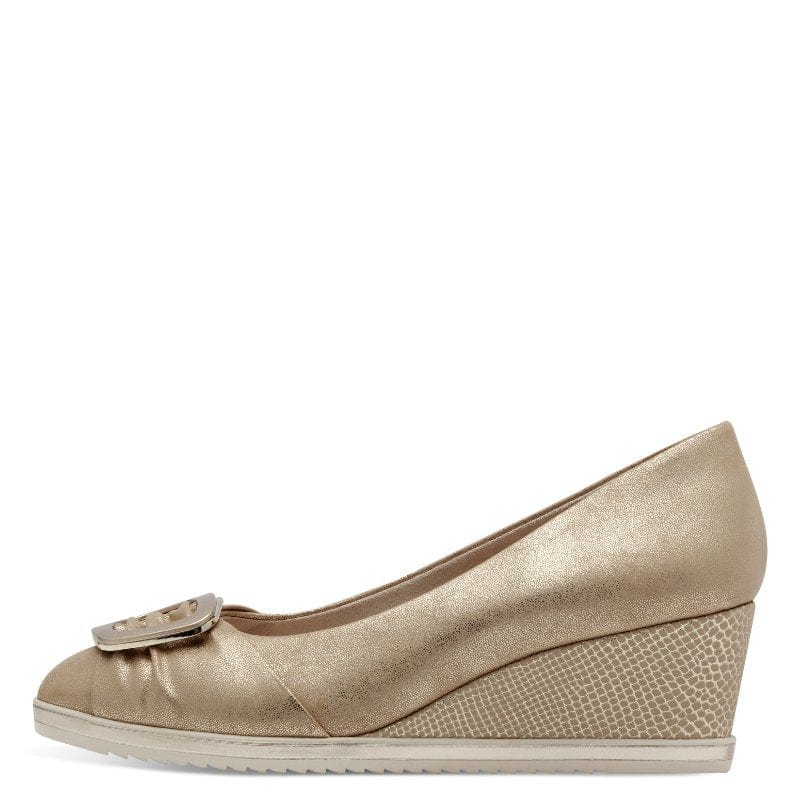 Tamaris Womens Tamaris Womens Gold Wedge Shoe 1-22323-44