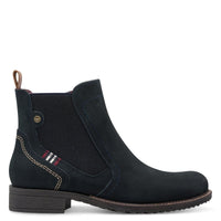 Tamaris Womens Tamaris Womens Navy Leather High Ankle Boots 1-25821-45