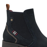 Tamaris Womens Tamaris Womens Navy Leather High Ankle Boots 1-25821-45