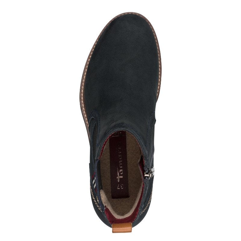 Tamaris Womens Tamaris Womens Navy Leather High Ankle Boots 1-25821-45