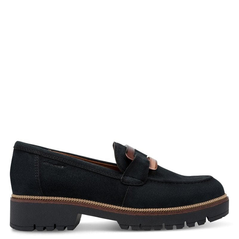 Tamaris Womens Tamaris Womens Navy Slip On Leather Shoes 1-24722-43