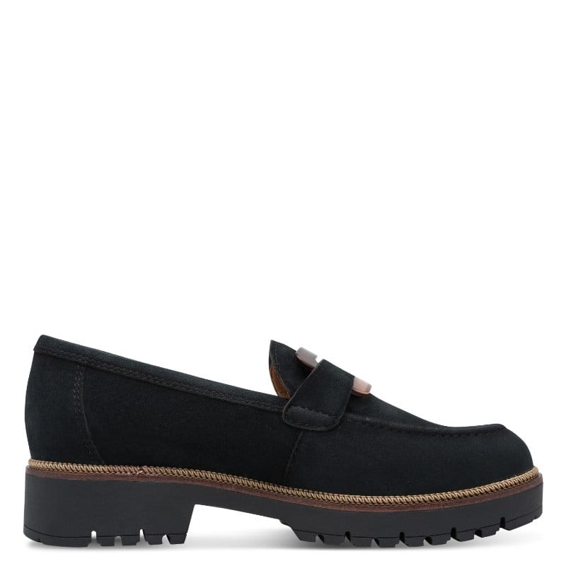 Tamaris Womens Tamaris Womens Navy Slip On Leather Shoes 1-24722-43