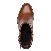 Tamaris Womens Tamaris Womens Tan Side Zip Block Heel Leather Ankle Boot 1-25390-47