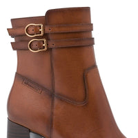 Tamaris Womens Tamaris Womens Tan Side Zip Block Heel Leather Ankle Boot 1-25390-47