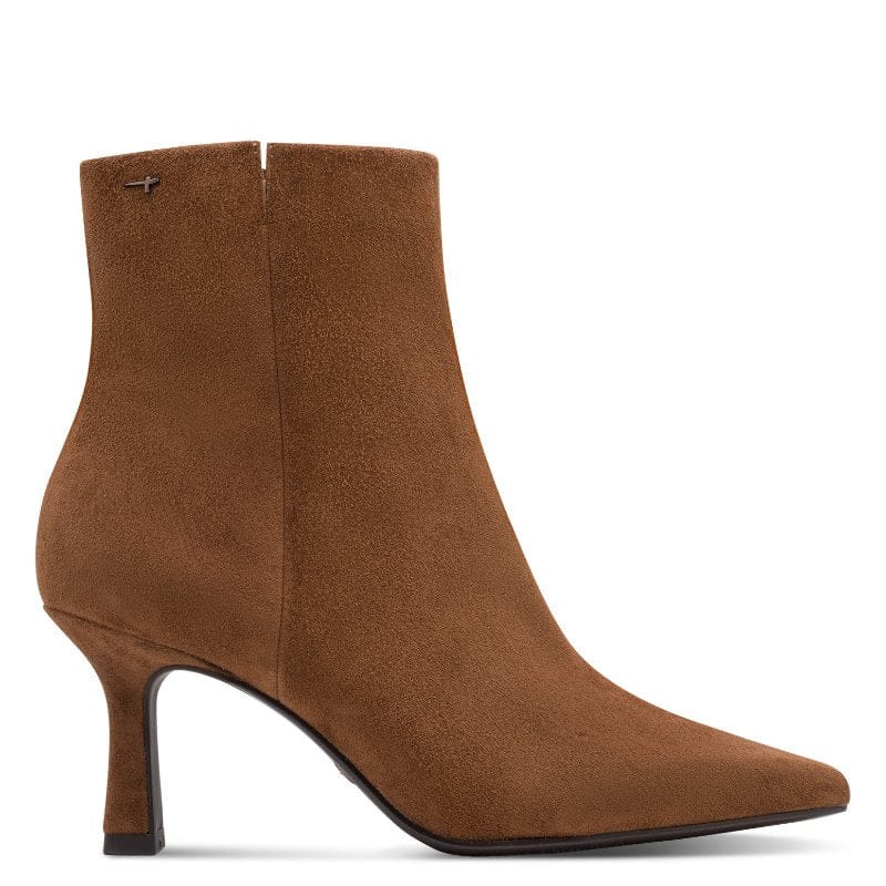 Tamaris Womens Tamaris Womens Tan Side Zip Leather Ankle Boot 1-25358-45