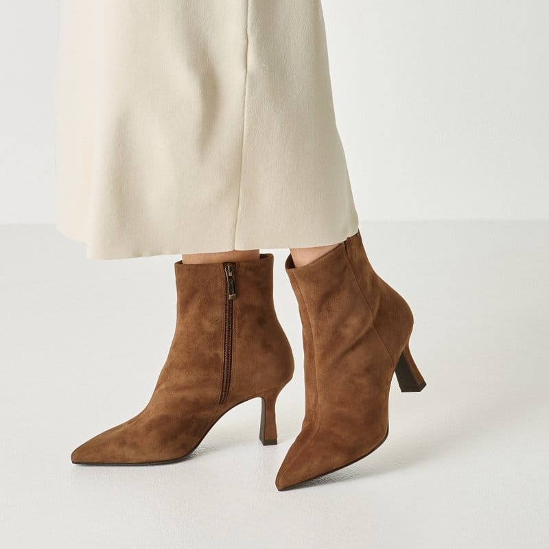 Tamaris Womens Tamaris Womens Tan Side Zip Leather Ankle Boot 1-25358-45