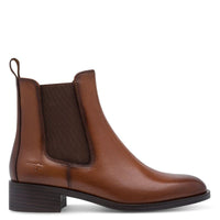 Tamaris Womens Tamaris Womens Tan Side Zip Leather Ankle Boot 1-25361-47