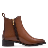 Tamaris Womens Tamaris Womens Tan Side Zip Leather Ankle Boot 1-25361-47