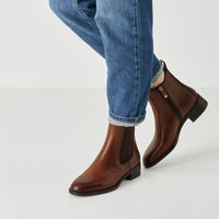 Tamaris Womens Tamaris Womens Tan Side Zip Leather Ankle Boot 1-25361-47