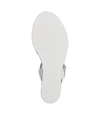 Tamaris Womens Tamaris Womens Wedge White Leather Embellished Summer Sandal - 1-28010-42