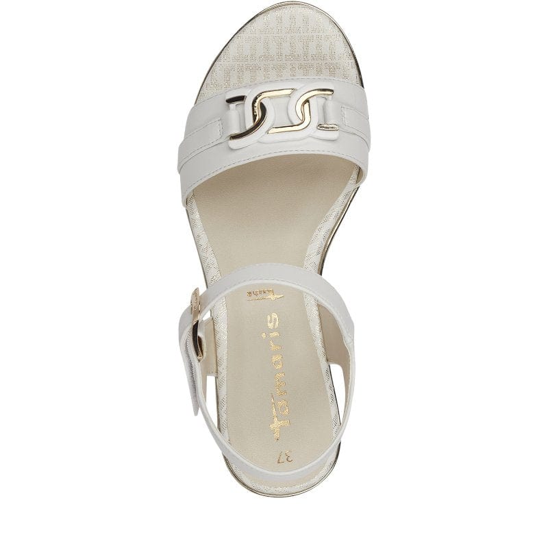 Tamaris Womens Tamaris Womens White High-Heel Sandal 1-28702-42