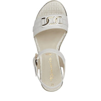 Tamaris Womens Tamaris Womens White High-Heel Sandal 1-28702-42