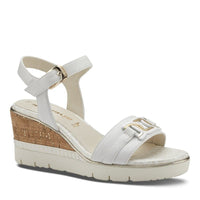 Tamaris Womens Tamaris Womens White High-Heel Sandal 1-28702-42