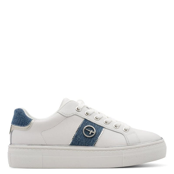 Tamaris Womens Tamaris Womens White Lace Up Fashion Trainer 1-23724-42