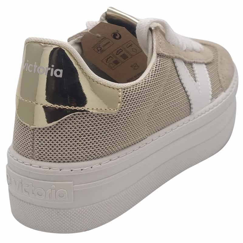 Victoria Womens Victoria Womens Gold Lace-up Fashion Trainer - 1092174