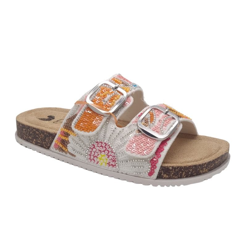 Zanni & Co Womens 3UK / White OMG Multi Coloured White Mule Sandal By Zanni & Co - Yinas