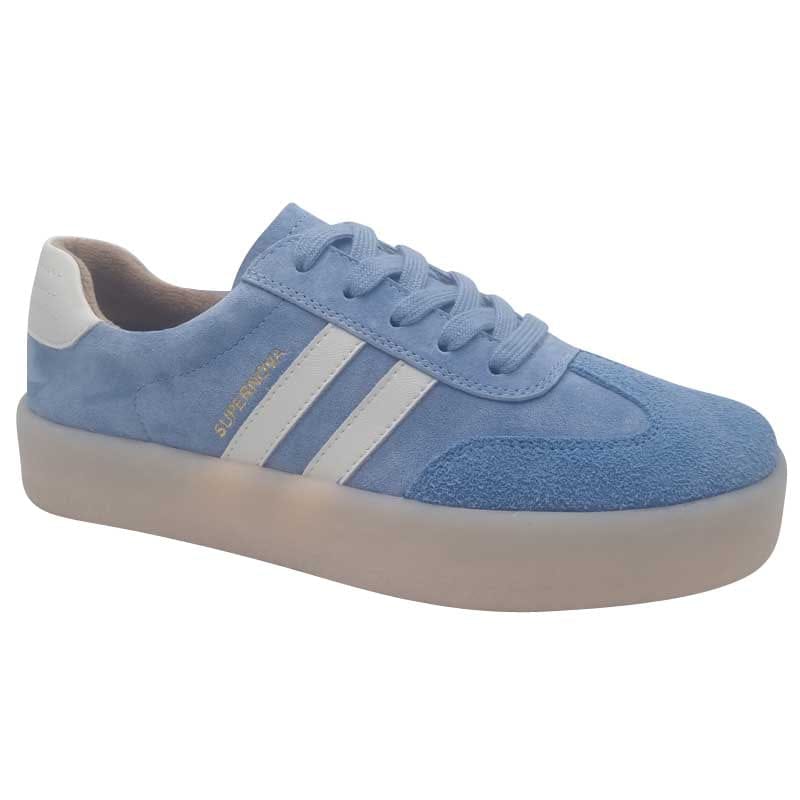 Zanni & Co Womens BLUE / 3UK Drilleys Womens 2 Stripe Blue Fashion Trainer - Fifty Four