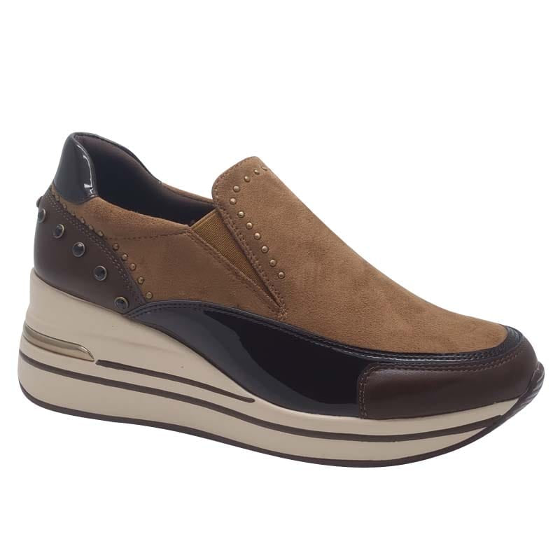 Zanni & Co Womens BROWN / 3UK Zanni & Co Brown Slip On Wedge Shoe - Bozhou One
