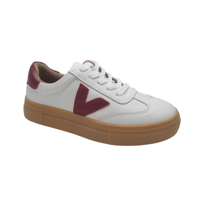 Zanni & Co Womens BURGUNDY / 3UK Drilleys Burgundy V Design Trainer - Ninety