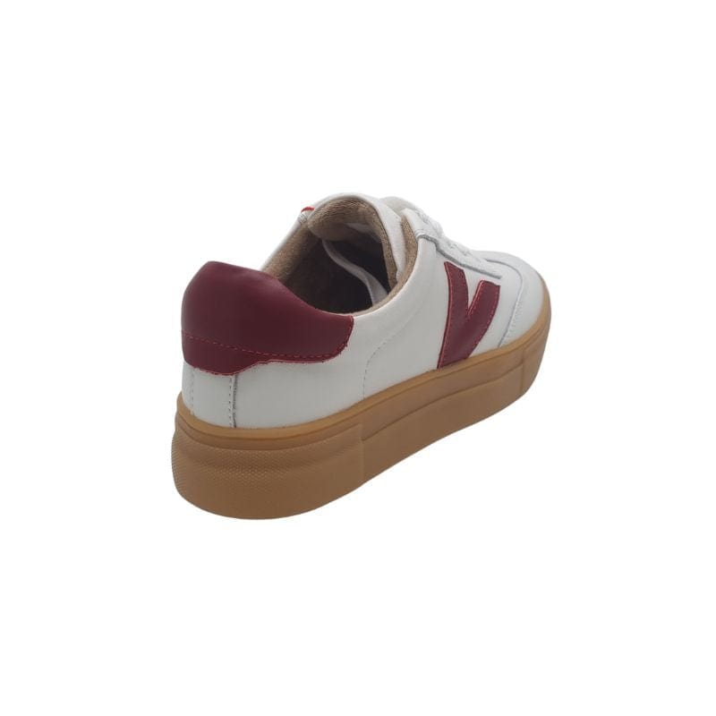 Zanni & Co Womens Drilleys Burgundy V Design Trainer - Ninety