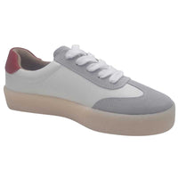Zanni & Co Womens Drilleys Womens 2 Stripe Burgundy Lace Up Fashion Trainer - Fifty Four