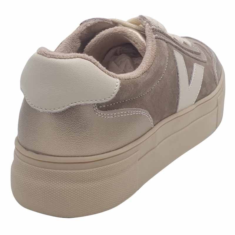 Zanni & Co Womens Drilleys Womens Beige Lace-Up V Design Trainer - Eighty