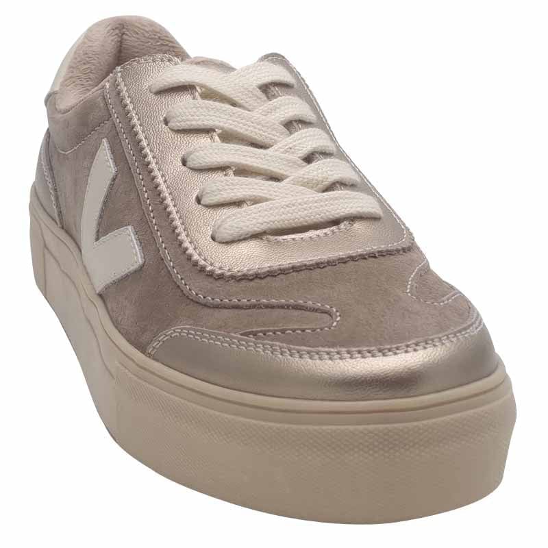 Zanni & Co Womens Drilleys Womens Beige Lace-Up V Design Trainer - Eighty